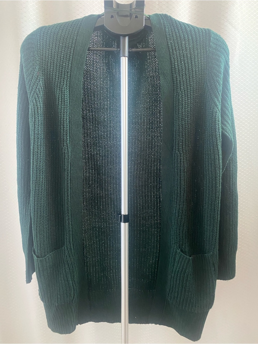 Ambiance Forest Green Open-Front Knit Cardigan